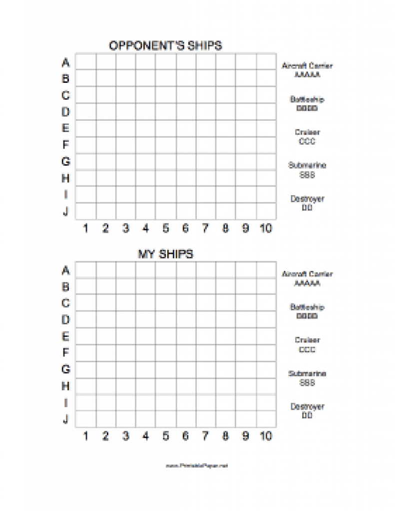 Printable Battleship Game Pertaining To Free Printable Battleship - Free Printable Battleship Game