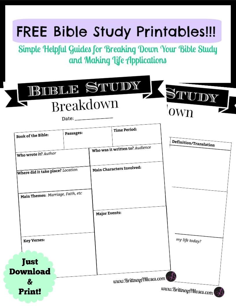 Printable Bible Study Guide | Brittney Moses - Bible Lessons For Adults Free Printable