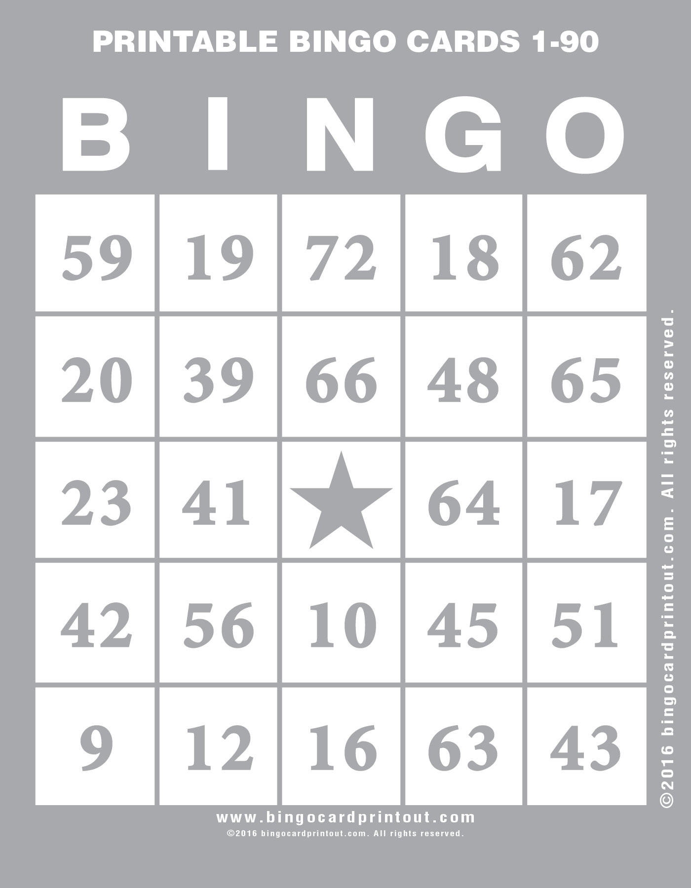 Printable Bingo Cards 1-90 - Bingocardprintout - Free Printable Number Bingo Cards 1 20