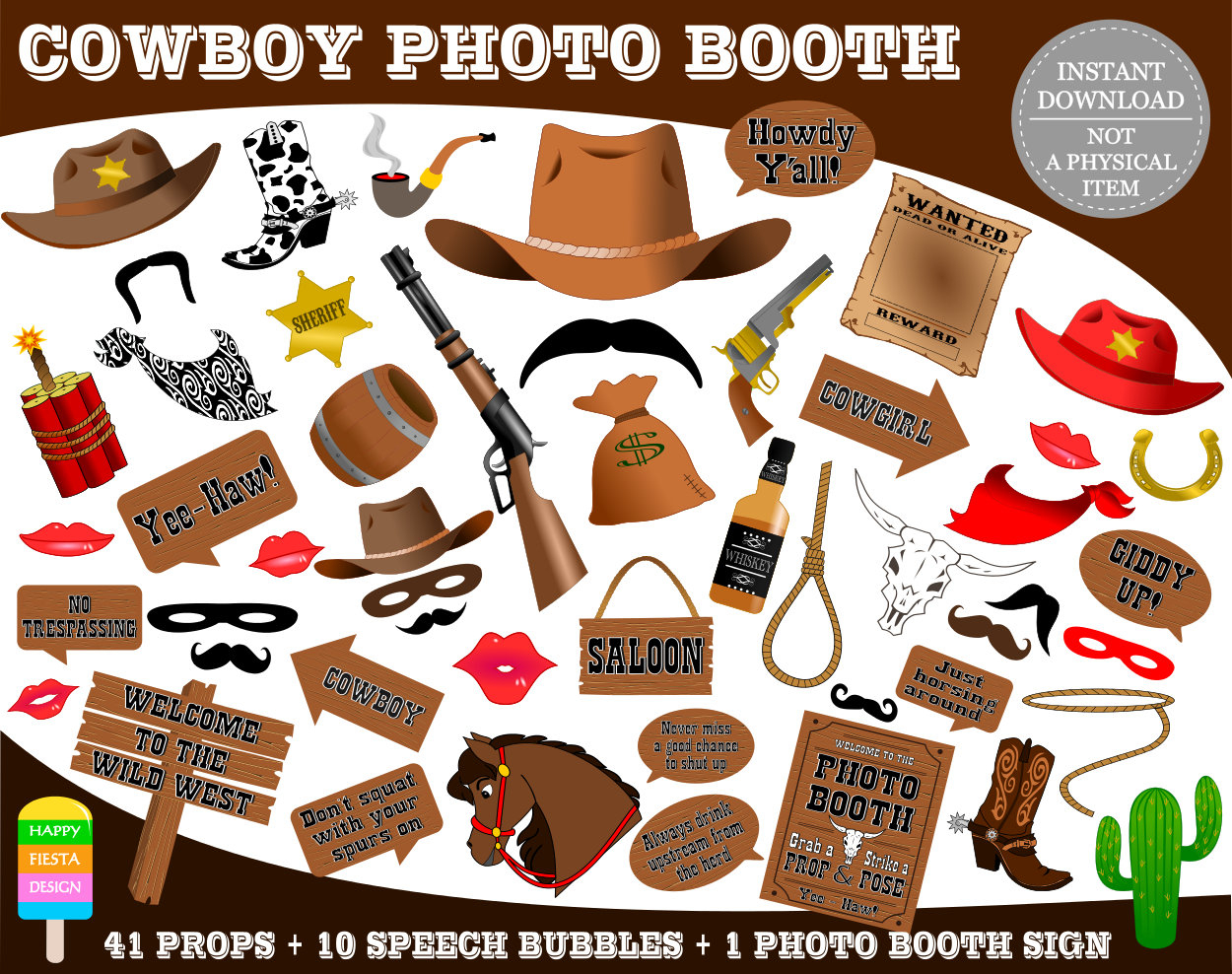 22 Free Printable Western Party Photo Booth Props