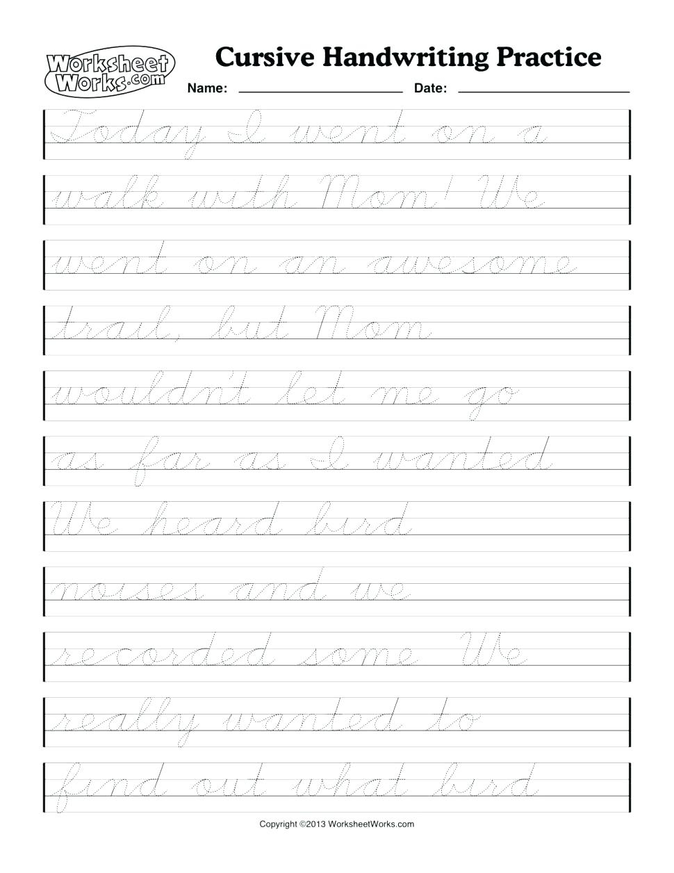 Printable Cursive Writing Worksheets Pdf Cursive Handwriting - Free Printable Script Writing Worksheets