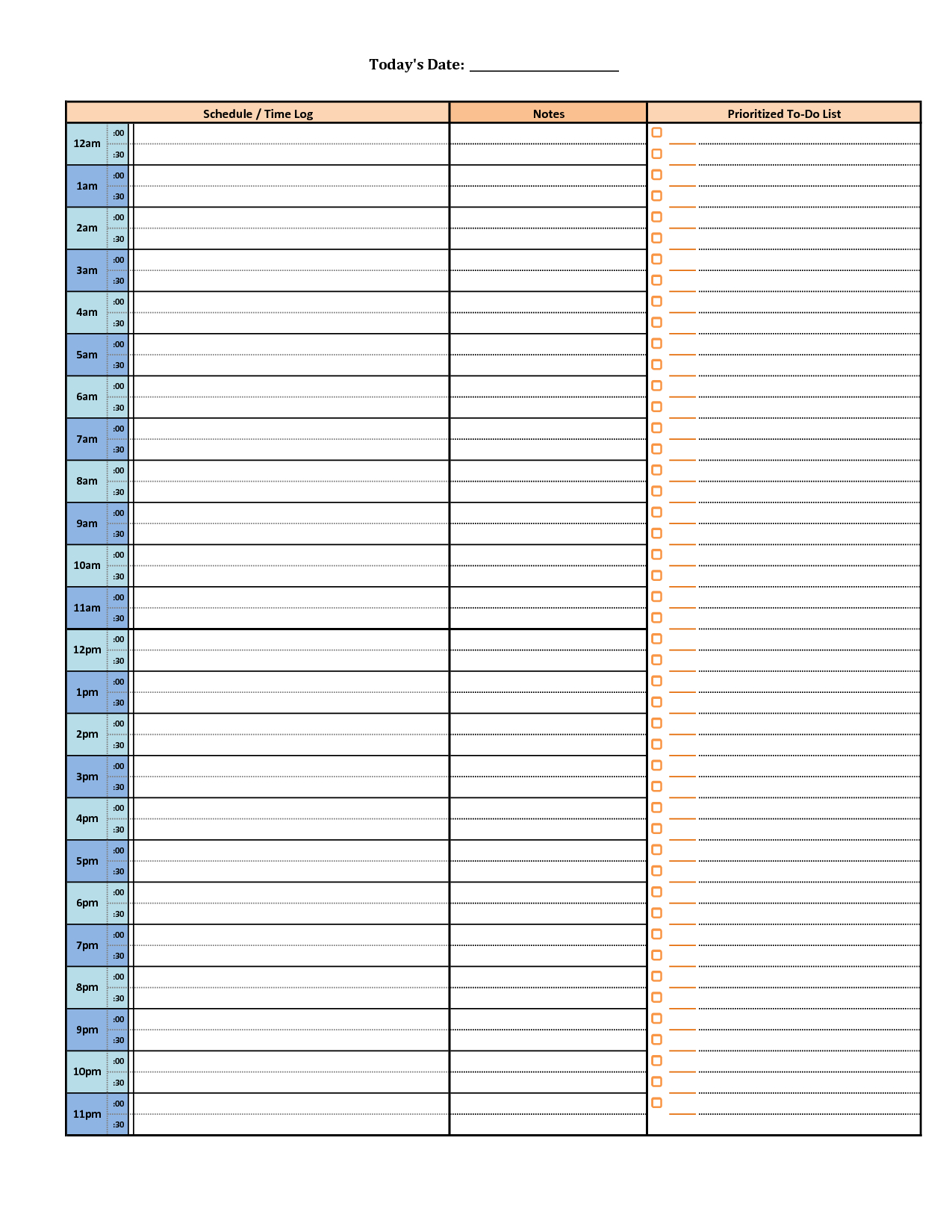 Printable Daily Hourly Schedule Template | Dorm | Hourly Planner - Free Printable Daily Planner 15 Minute Intervals
