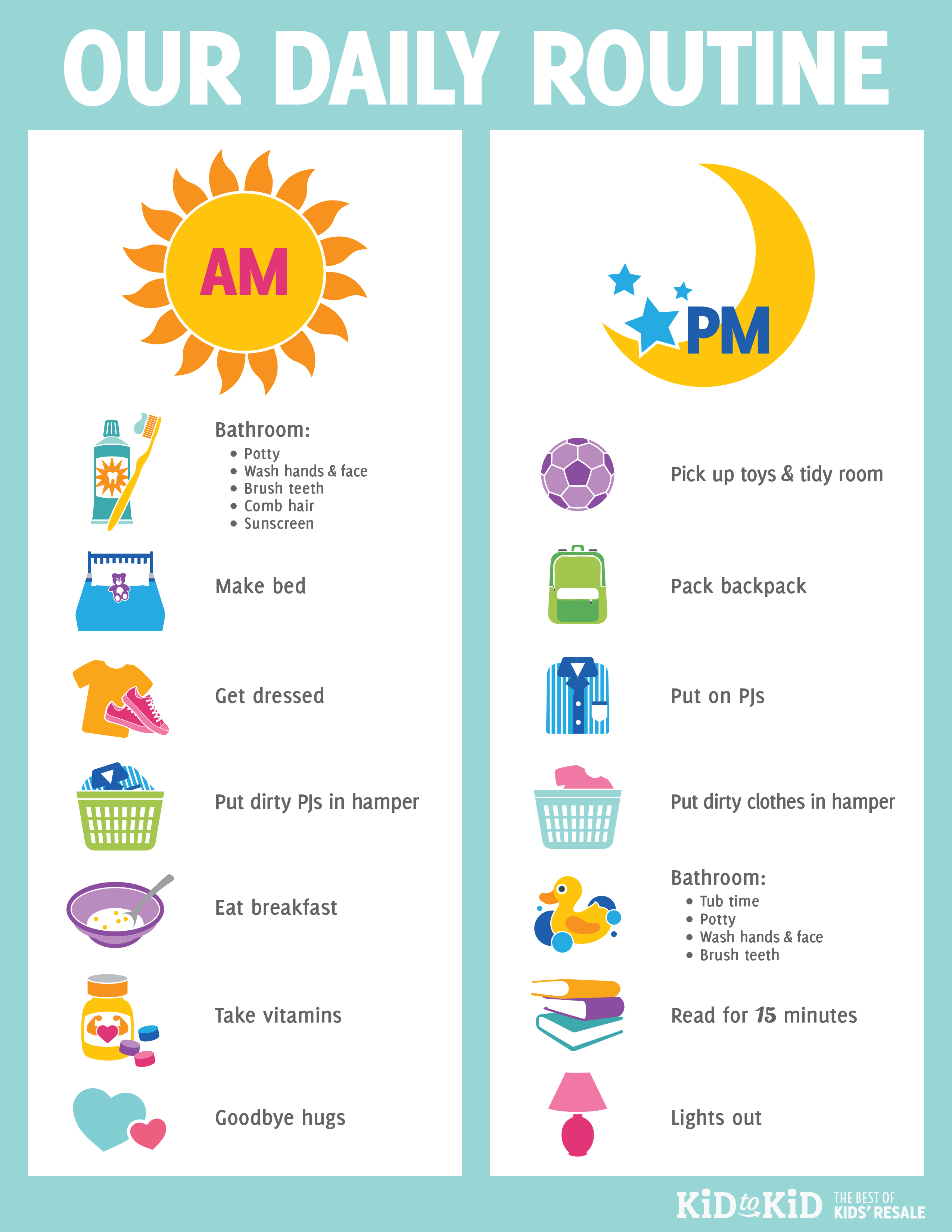 Printable Daily Routine Chart - Kid To Kid - Children&amp;amp;#039;s Routine Charts Free Printable