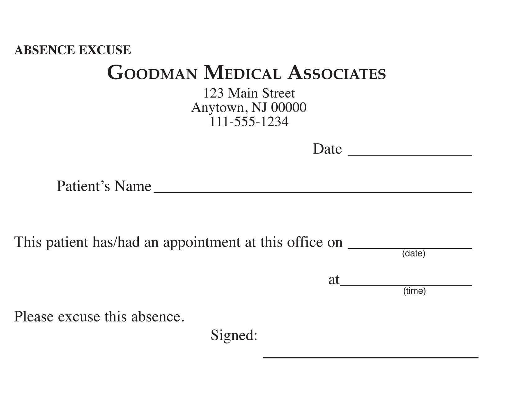 Printable Doctors Excuse - Mysembalun - Free Printable Doctor Excuse Slips