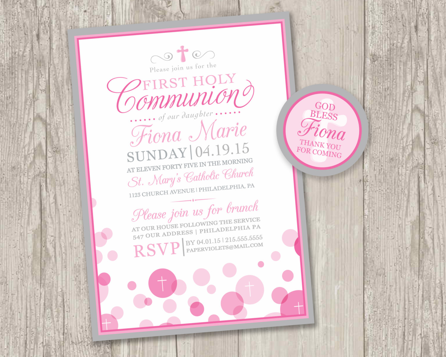 Printable : First Holy Communion Invitations &amp;amp; Free Matching | Etsy - Free Printable 1St Communion Invitations