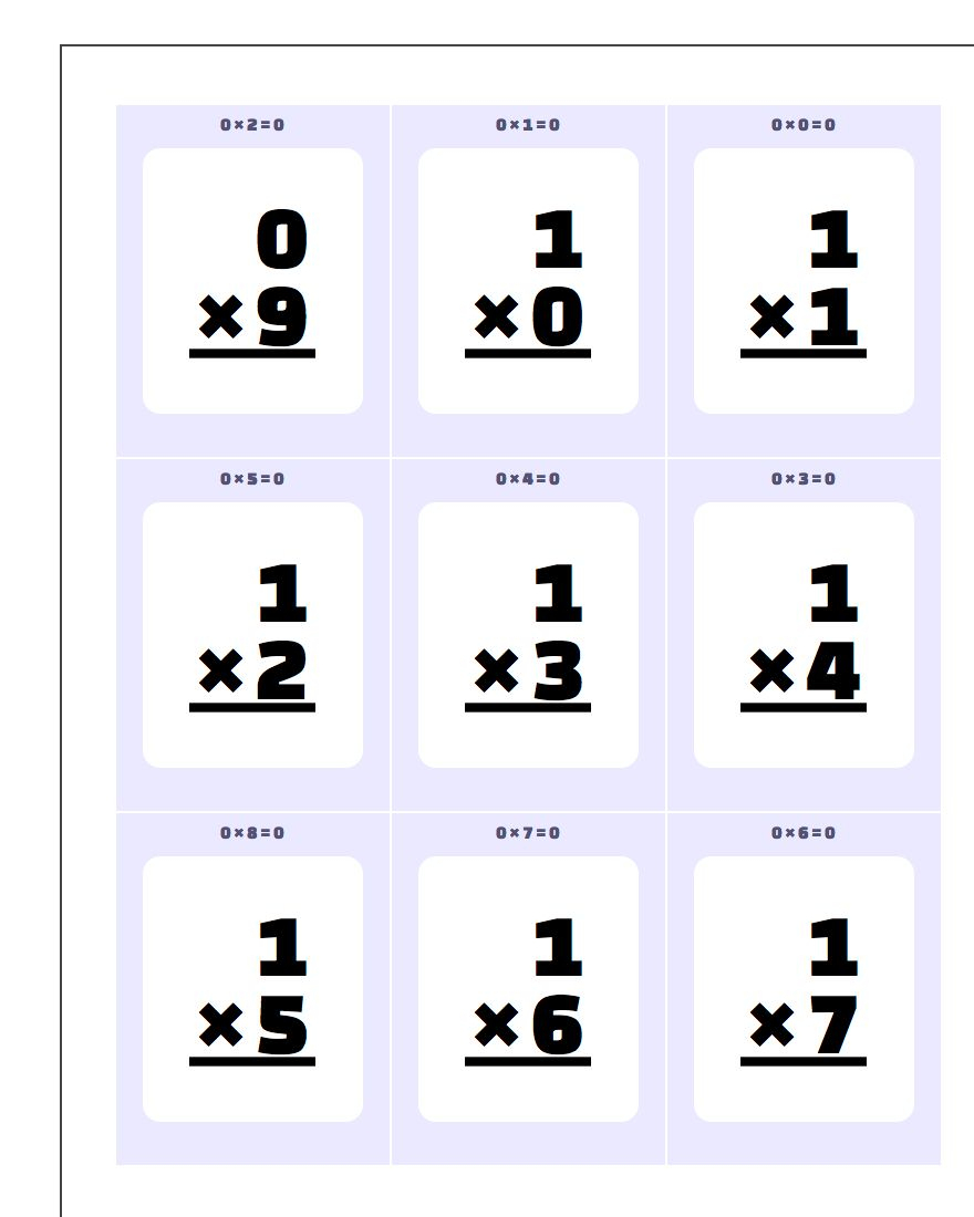 Printable Flash Cards - Free Printable Multiplication Flash Cards