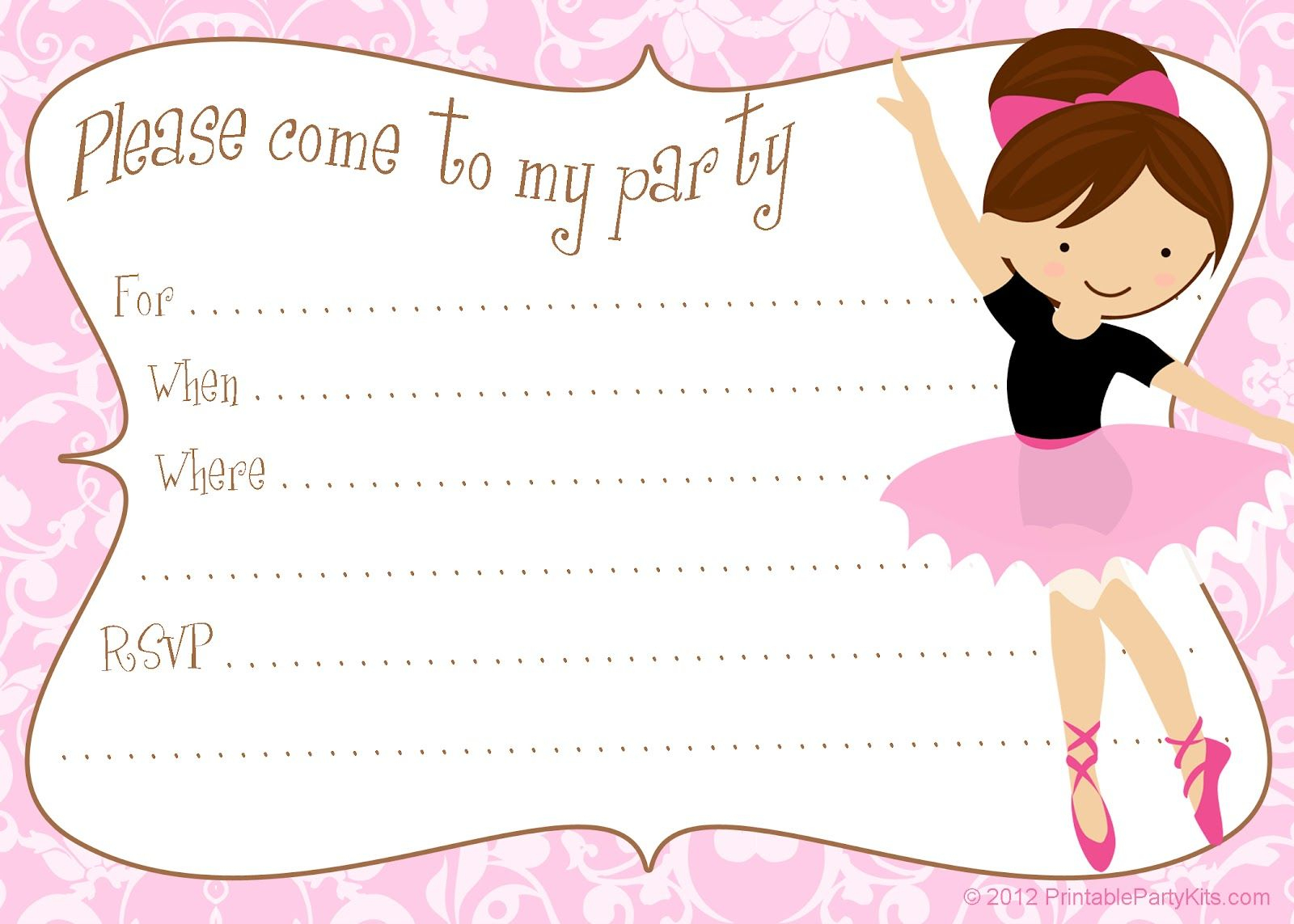 Printable Free Diy Ballerina Party Invitations | Party Printables - Free Printable Ballerina Birthday Invitations