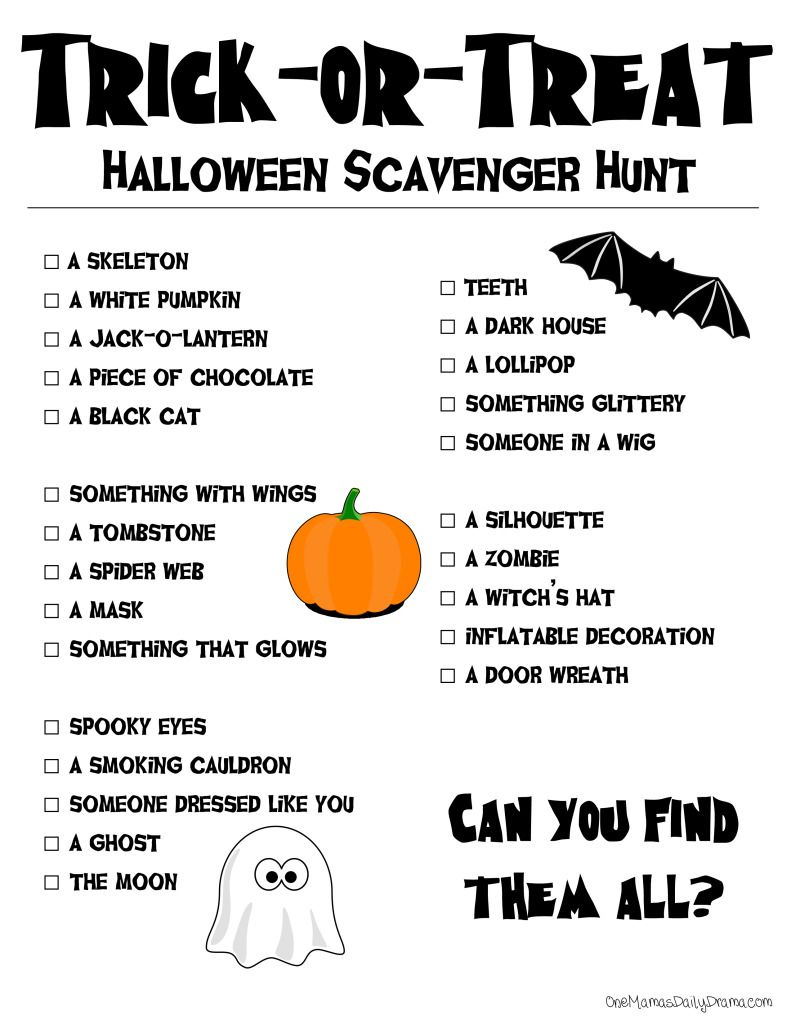 Printable Halloween Scavenger Hunt | The Dramatics | Halloween - Free Printable Halloween Scavenger Hunt