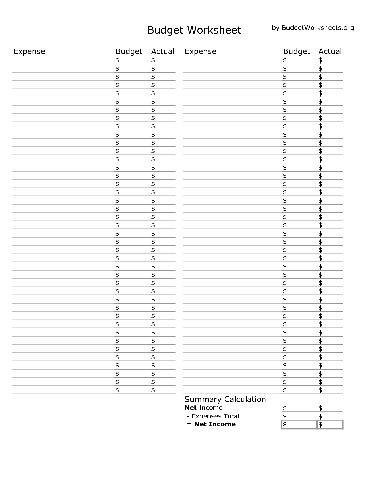 Printable Household Budget Worksheets | Printable Budget Sheets - Free Printable Monthly Household Budget Sheet