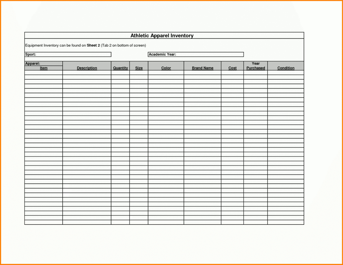 Printable Inventory Template – Emmamcintyrephotography - Free Printable Inventory Sheets