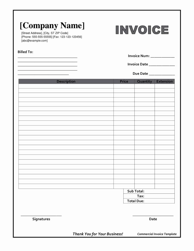 Printable Invoice Examples Format Simple Blank Free Form - Free Printable Invoice Forms