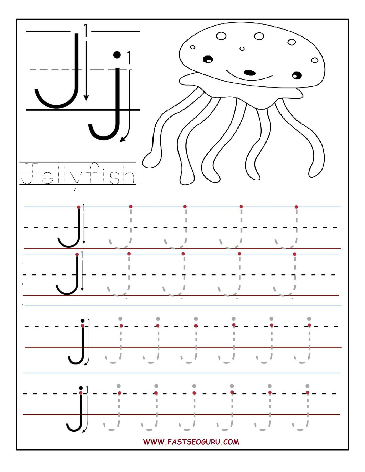 Printable Letter J Tracing Worksheets For Preschool | Preschool - Free Printable Letter J