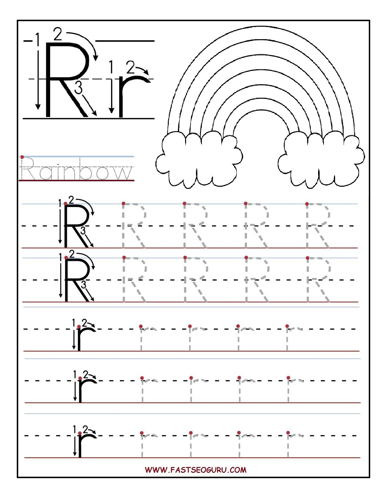 Printable Letter R Tracing Worksheets For Preschool | Teacher - Free Printable Preschool Worksheets For The Letter R