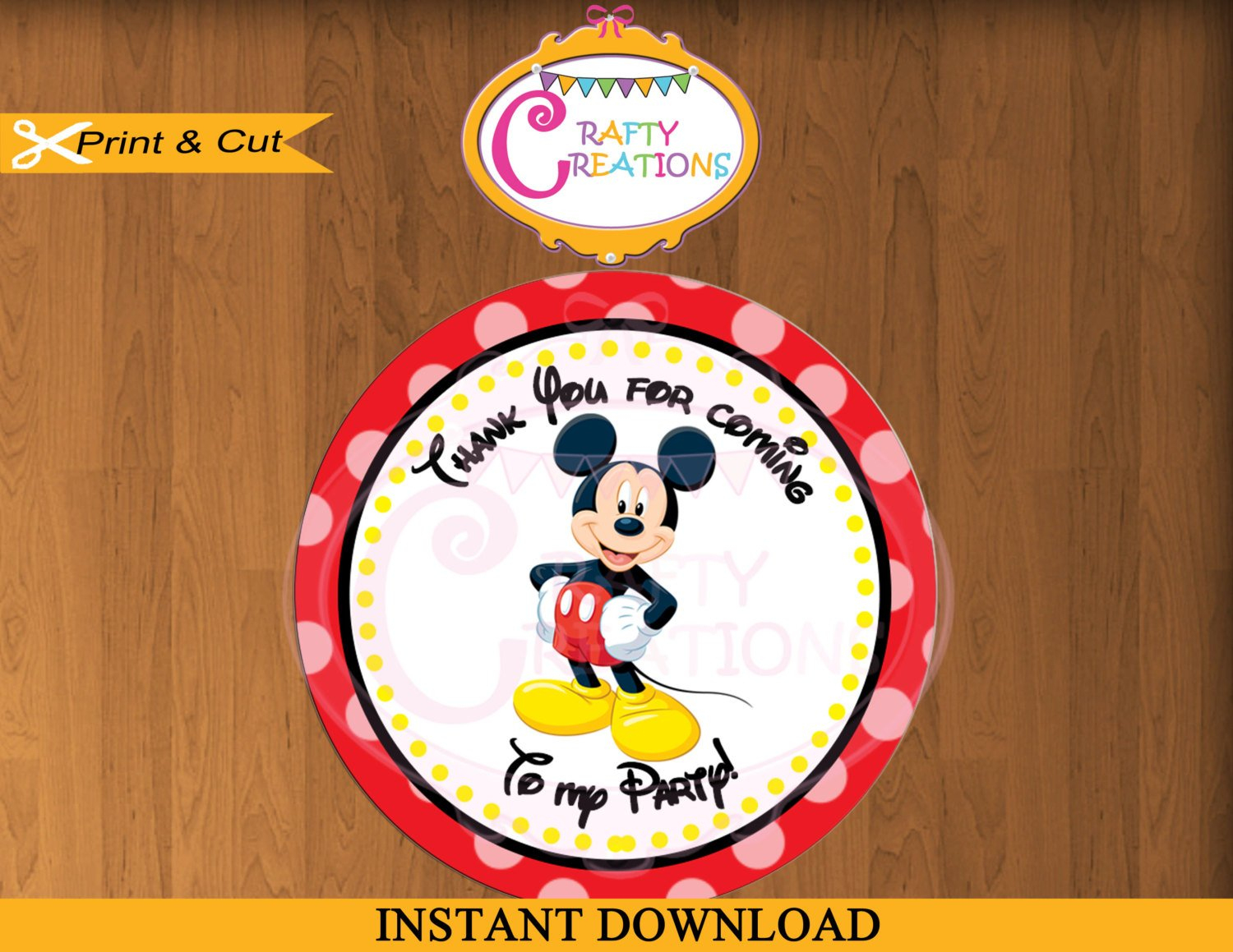 Printable Mickey Mouse Stickers Favor Tag Party Tags Thank | Etsy - Free Printable Mickey Mouse Favor Tags