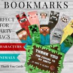 Printable Minecraft Bookmarks   Minecraft Party Supplies   Free Printable Minecraft Thank You Notes