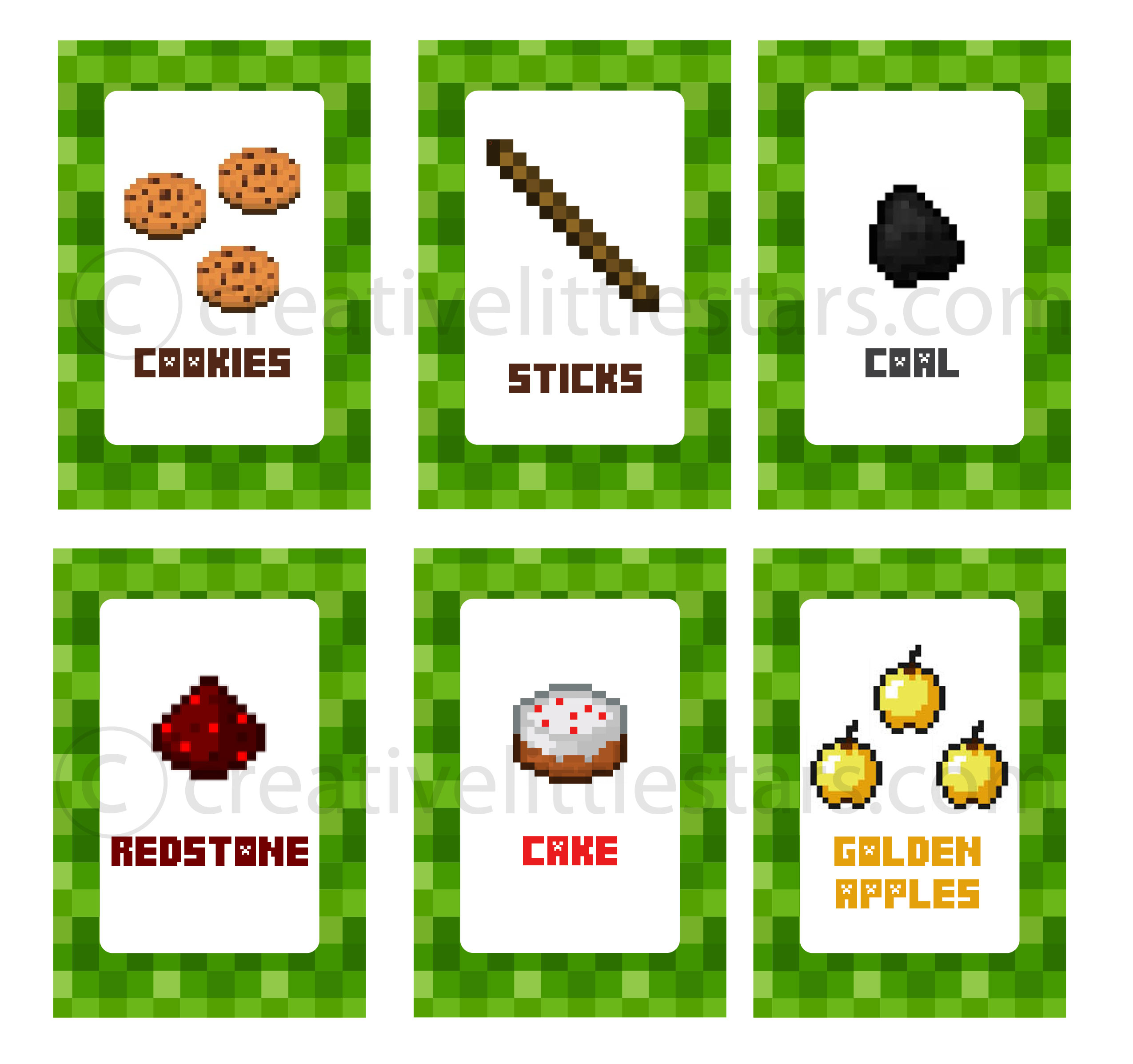 Printable Minecraft Food Labels - Creative Little Parties - Free Printable Minecraft Food Labels