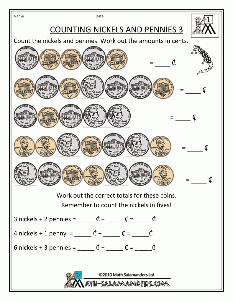 Printable-Money-Worksheets-Counting-Nickels-And-Pennies-3.gif 790 - Free Printable Money Worksheets For 1St Grade