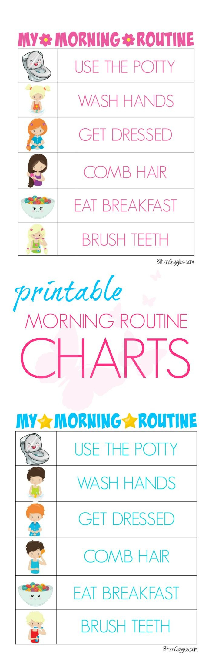 Printable Morning Routine Charts | Montessori - Free Printable Morning Routine Chart