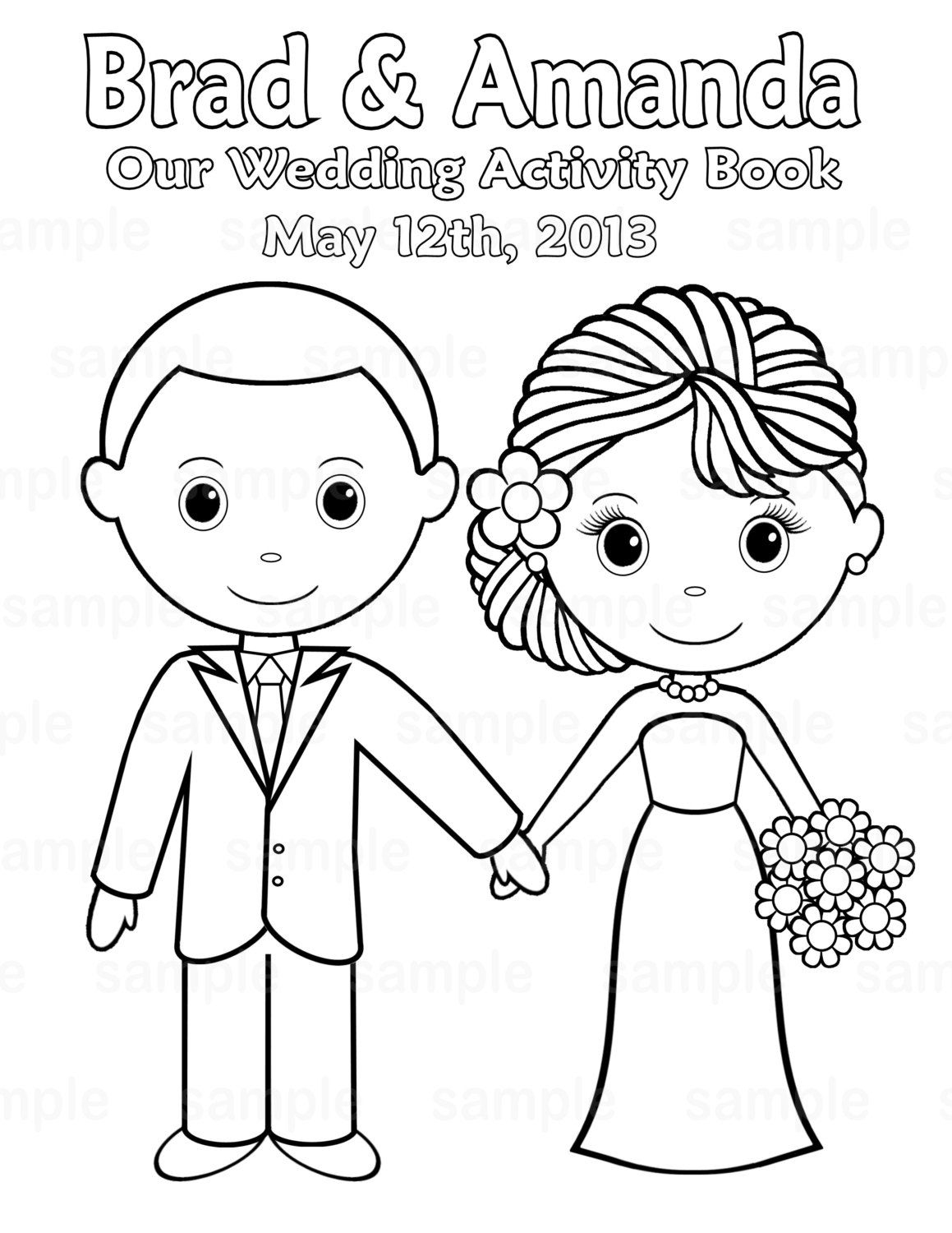 Printable Personalized Wedding Coloring Activity Book Favor Kids 8.5 - Wedding Coloring Book Free Printable