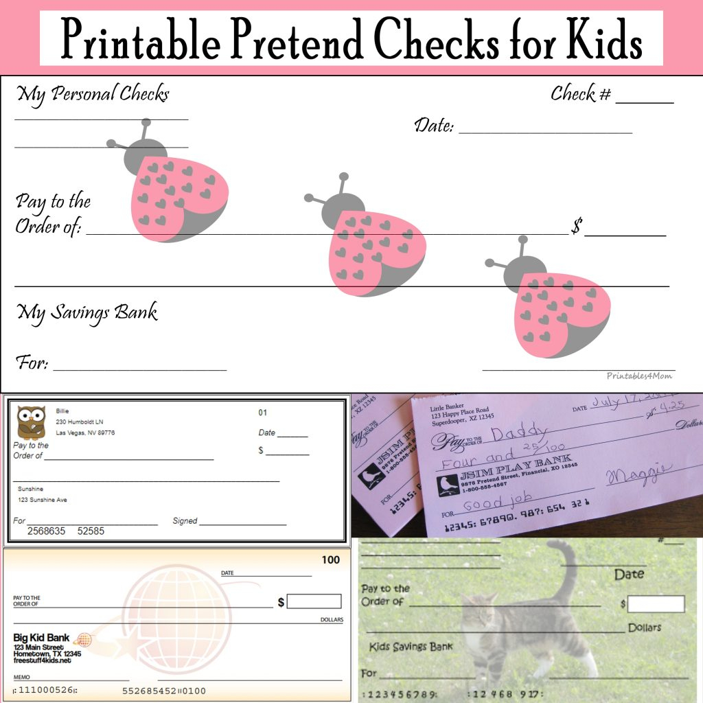 Pretend Checks Printable Template