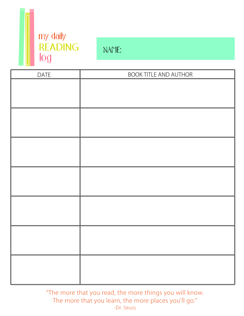 Printable Reading Log For Elementary Kids - Free Printable Reading Log