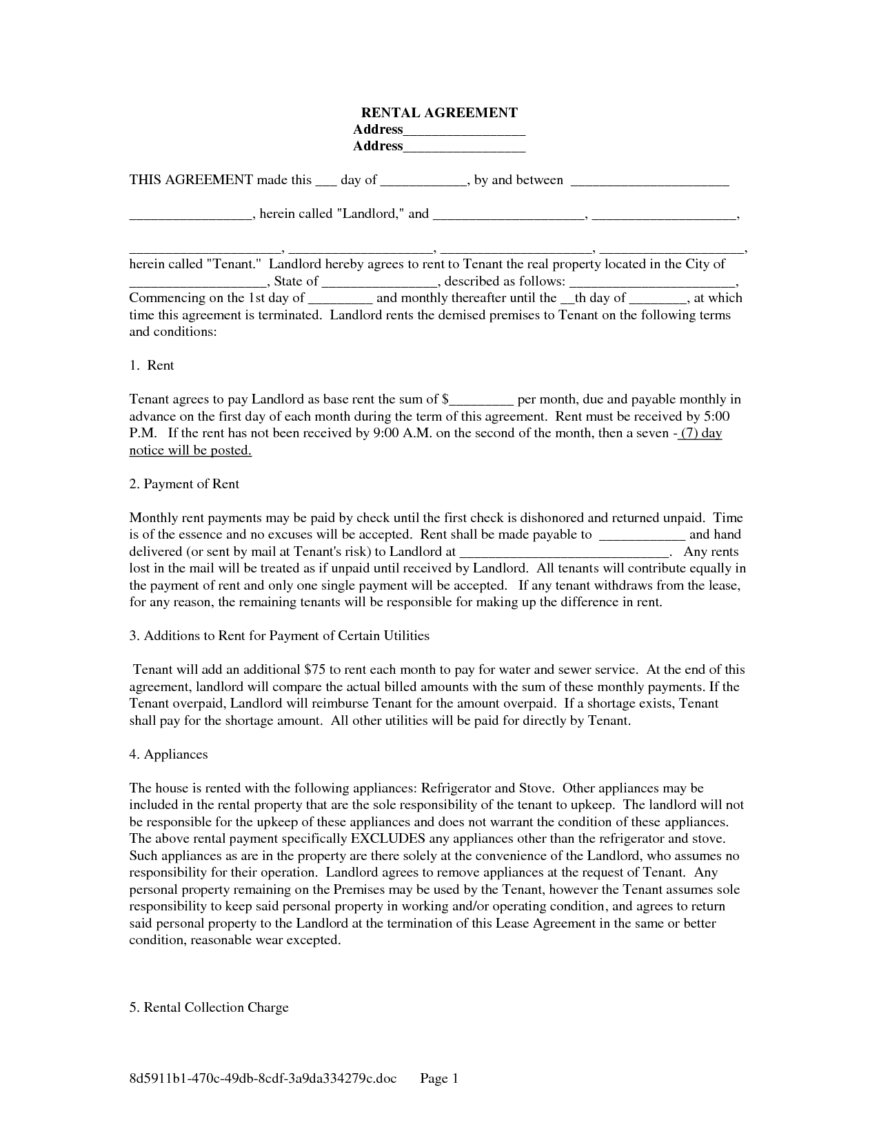 Printable Rental Lease Agreement Form For Free | Shop Fresh - Free Printable Lease Agreement Forms