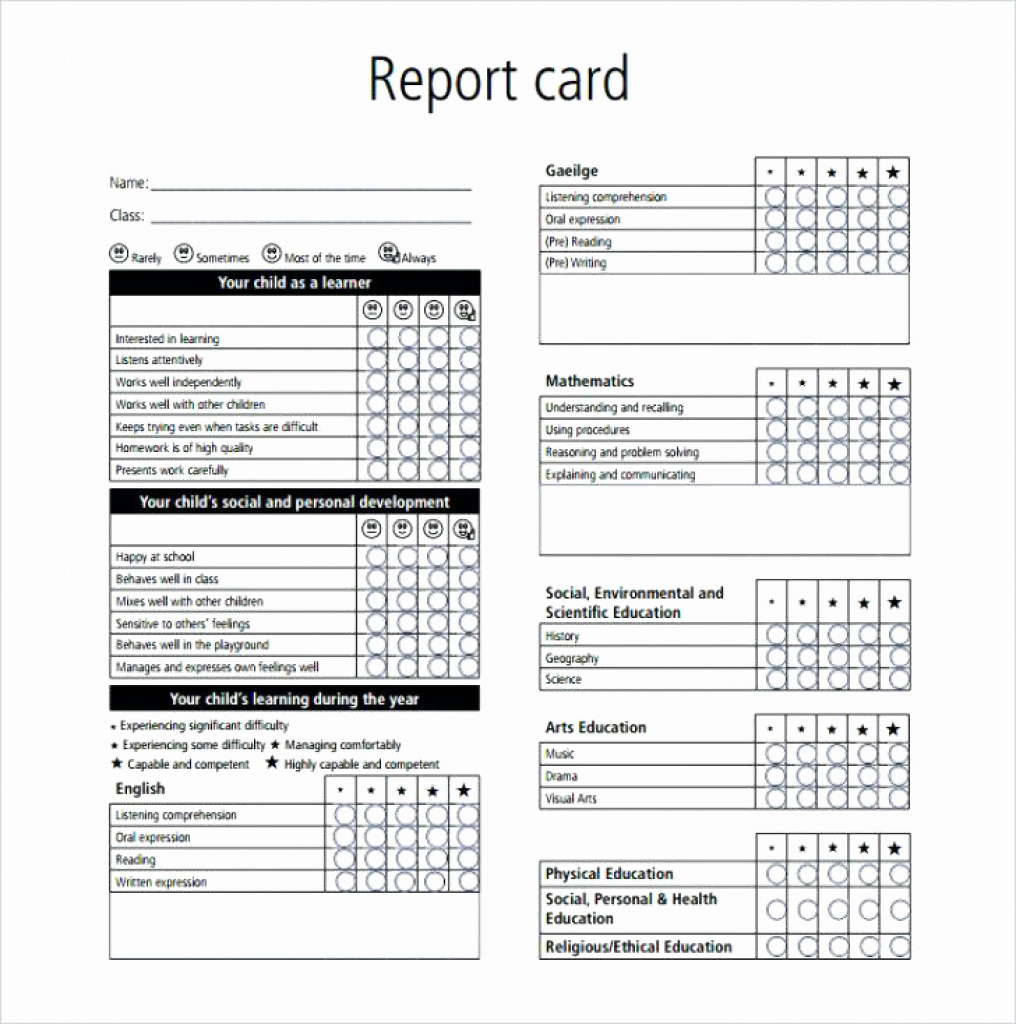 Printable Report Cards Template Beautiful 30 Kindergarten Report - Free Printable Preschool Report Cards