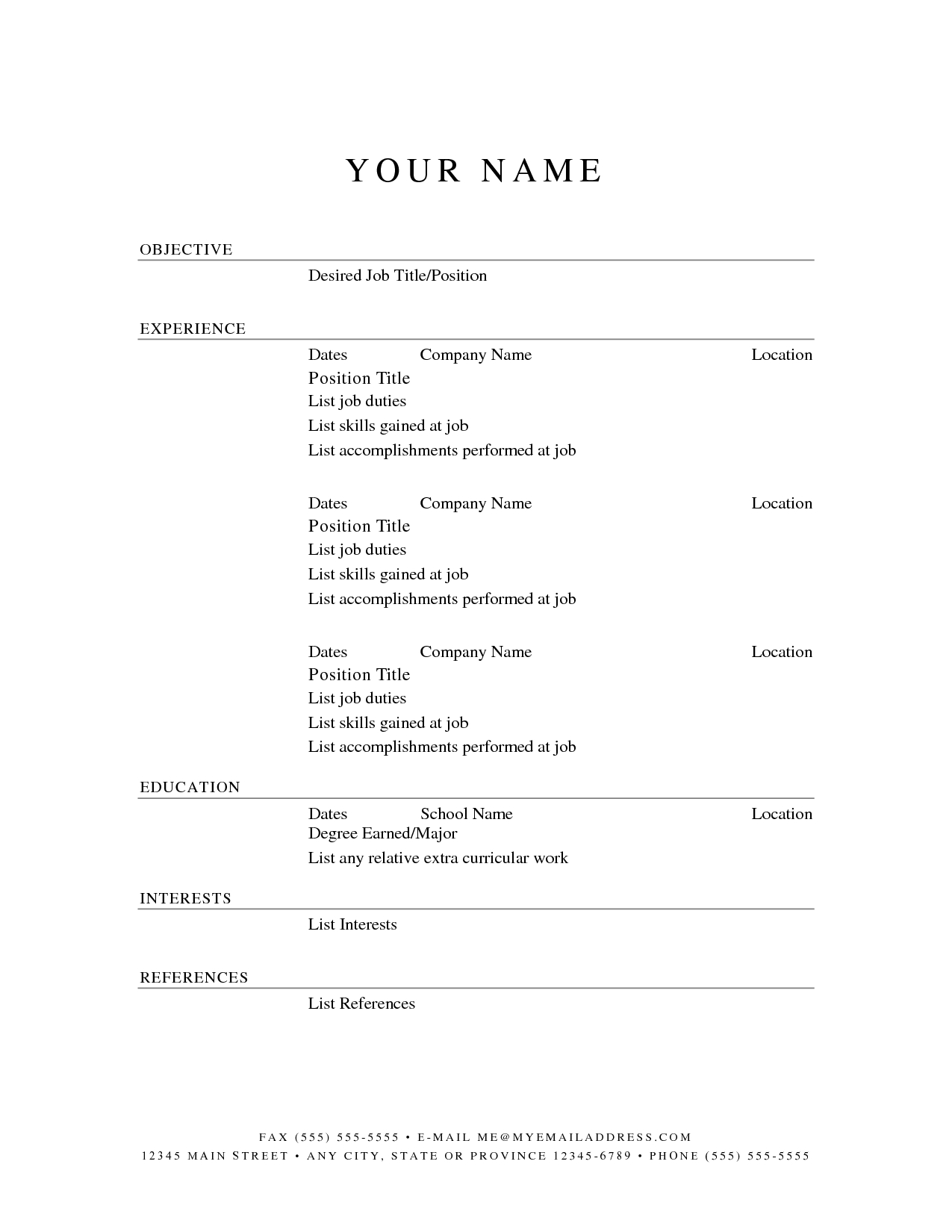 Printable Resume Templates | Free Printable Resume Template | Resume - Free Printable Resume