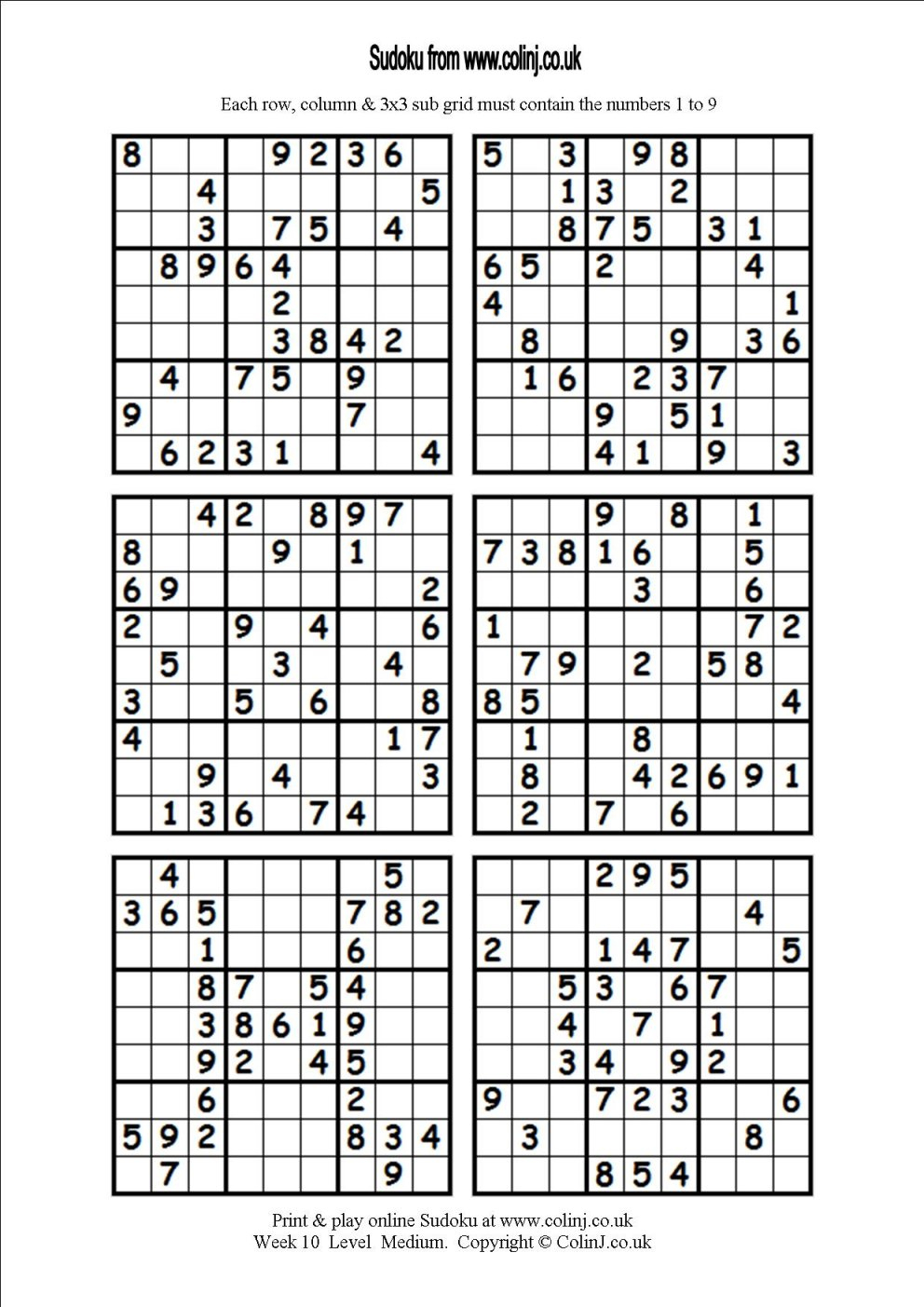  Printable Sudoku Puzzles Free 6 Per Page Free Printable Templates