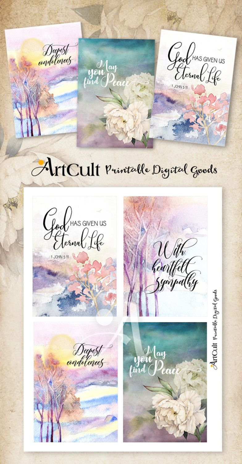 Printable Sympathy Condolence Cards No.2 Digital Download 3.5&amp;quot;x5 - Free Printable Sympathy Verses