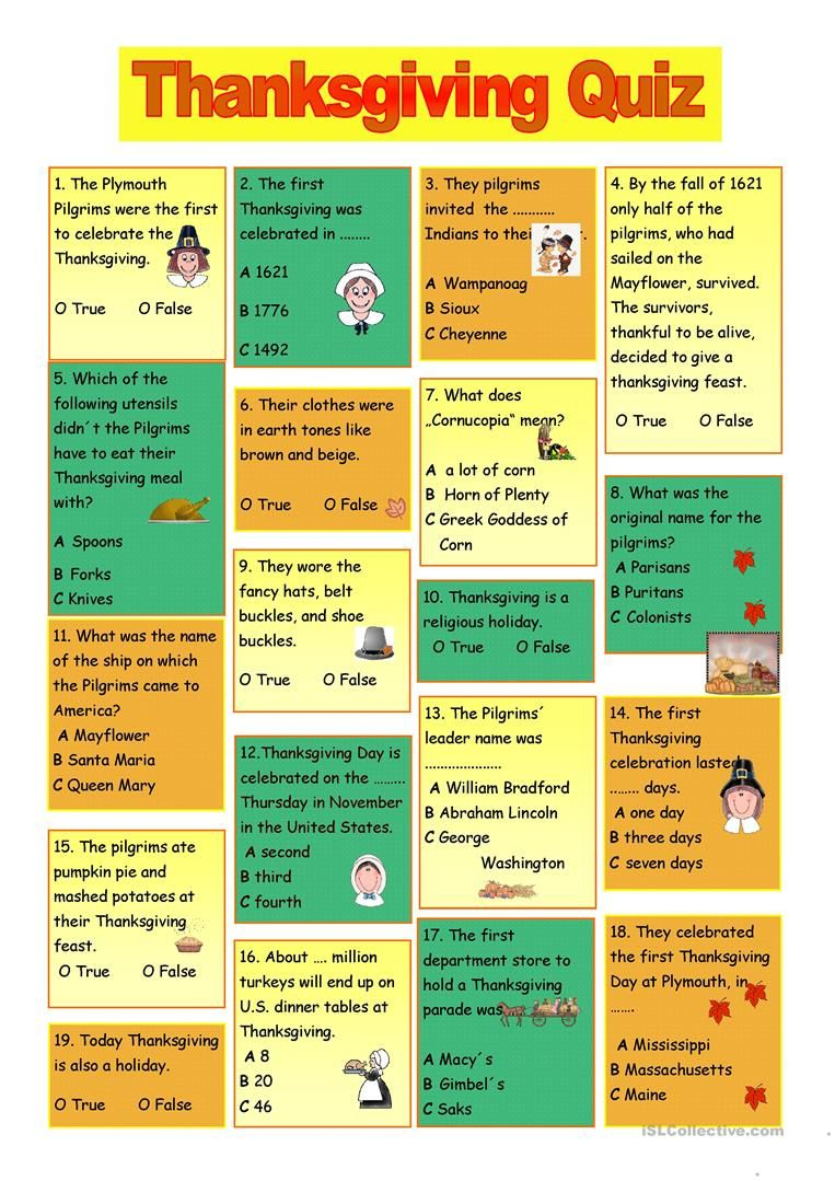 Printable Thanksgiving Trivia And Answers | Thanksgiving Quiz - Free Printable Thanksgiving Worksheets For Middle School