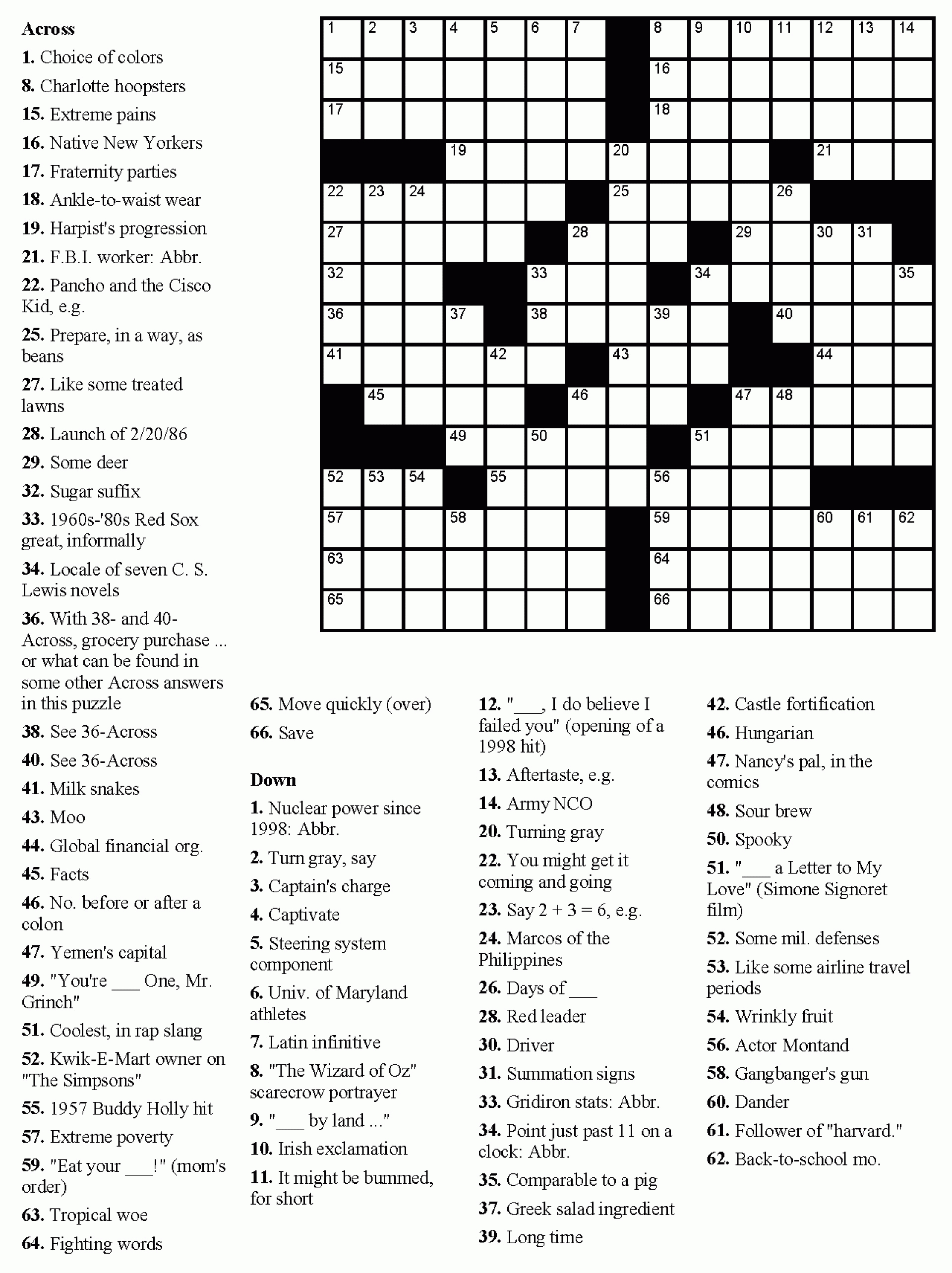 Free Printable Themed Crossword Puzzles Free Printable