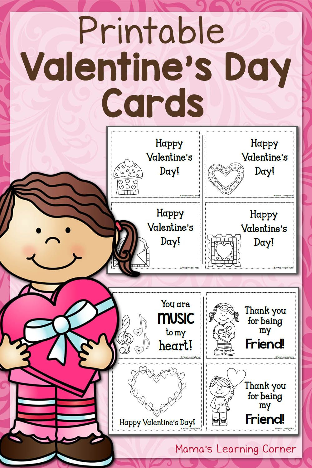 Printable Valentine&amp;#039;s Day Cards | Best Of Mama&amp;#039;s Learning Corner - Free Printable Valentines Day Cards Kids