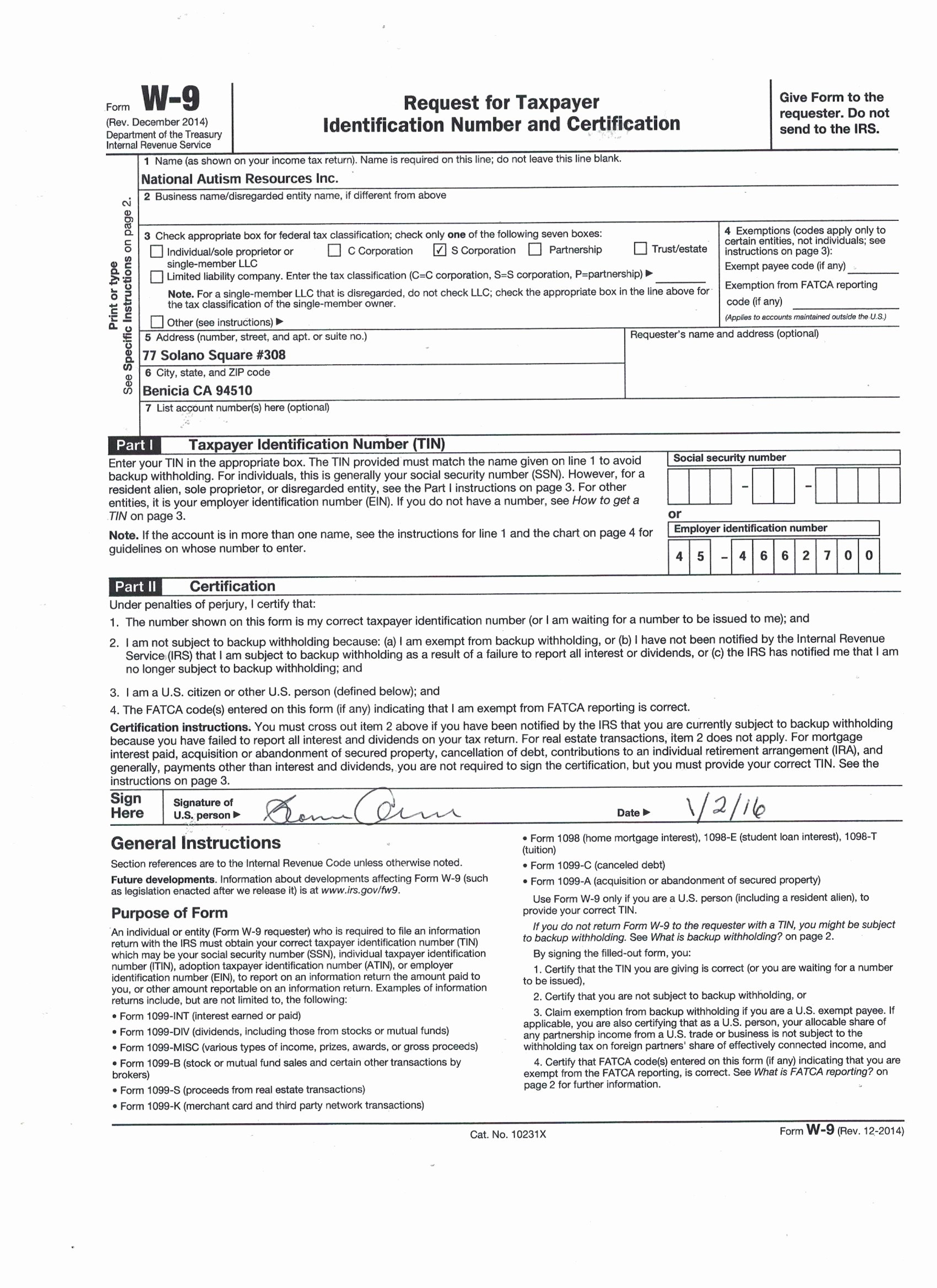 Printable W9 Forms