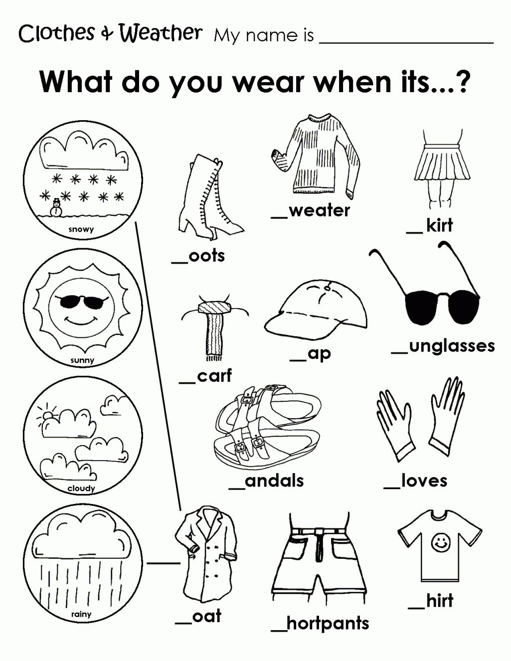 Printable Weather Clothes Worksheet | Memory Care Activities - Free Printable Seasons Worksheets For Kindergarten