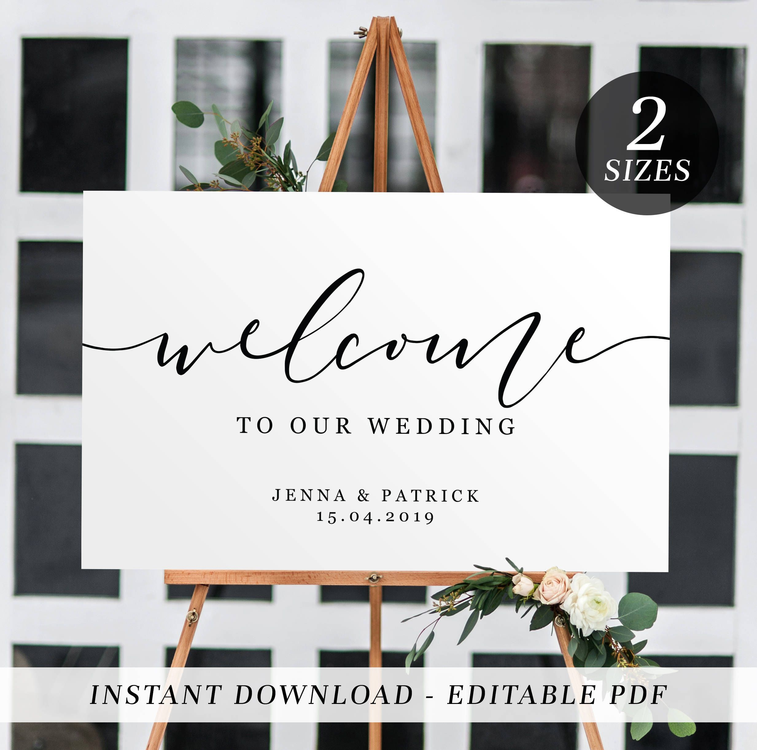 Printable Wedding Welcome Sign | Editable Template Welcome Sign - Free Printable Welcome Sign Template