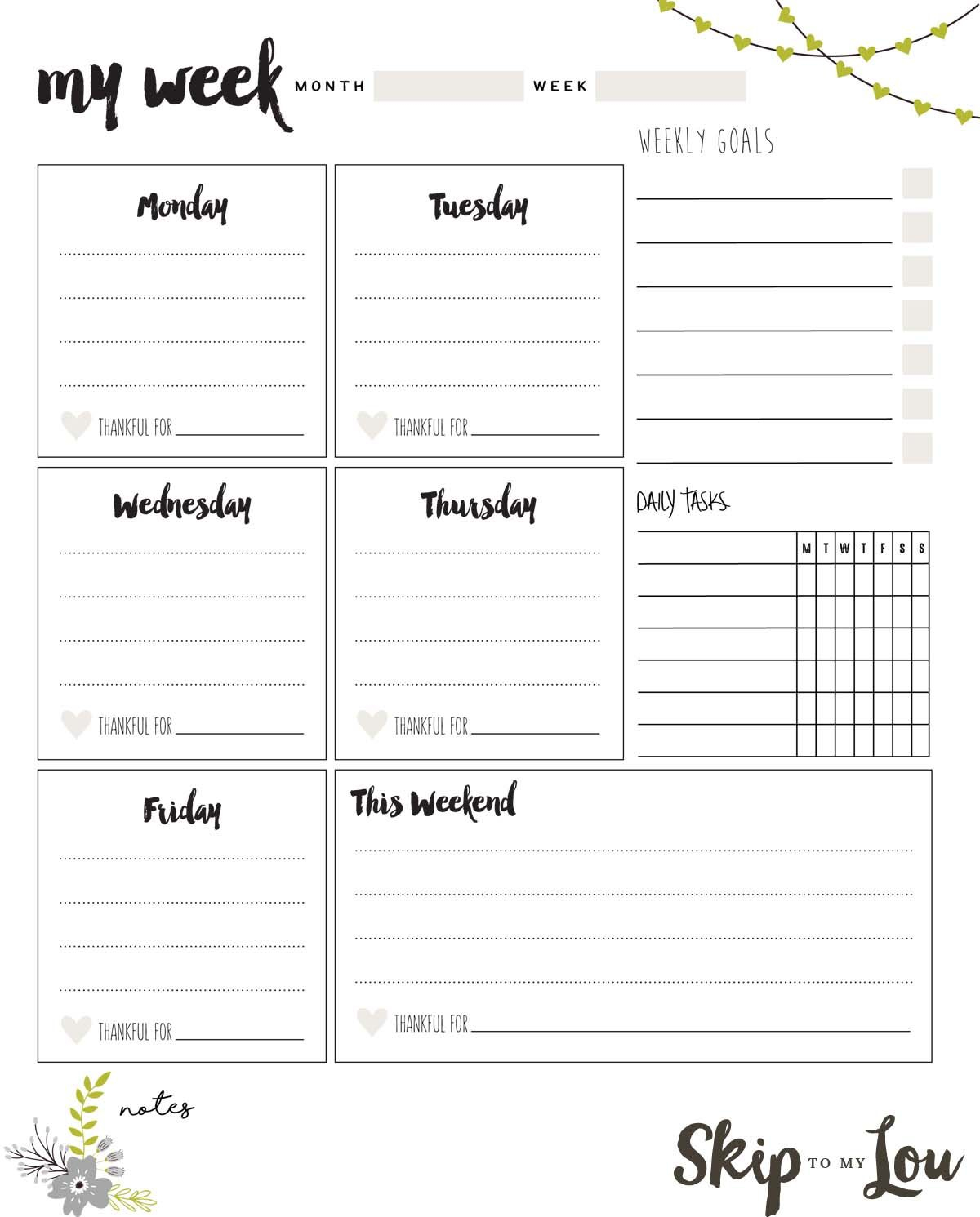 Printable Weekly Planner (Skip To My Lou) | Budget | Weekly Planner - Free Printable Pocket Planner 2016