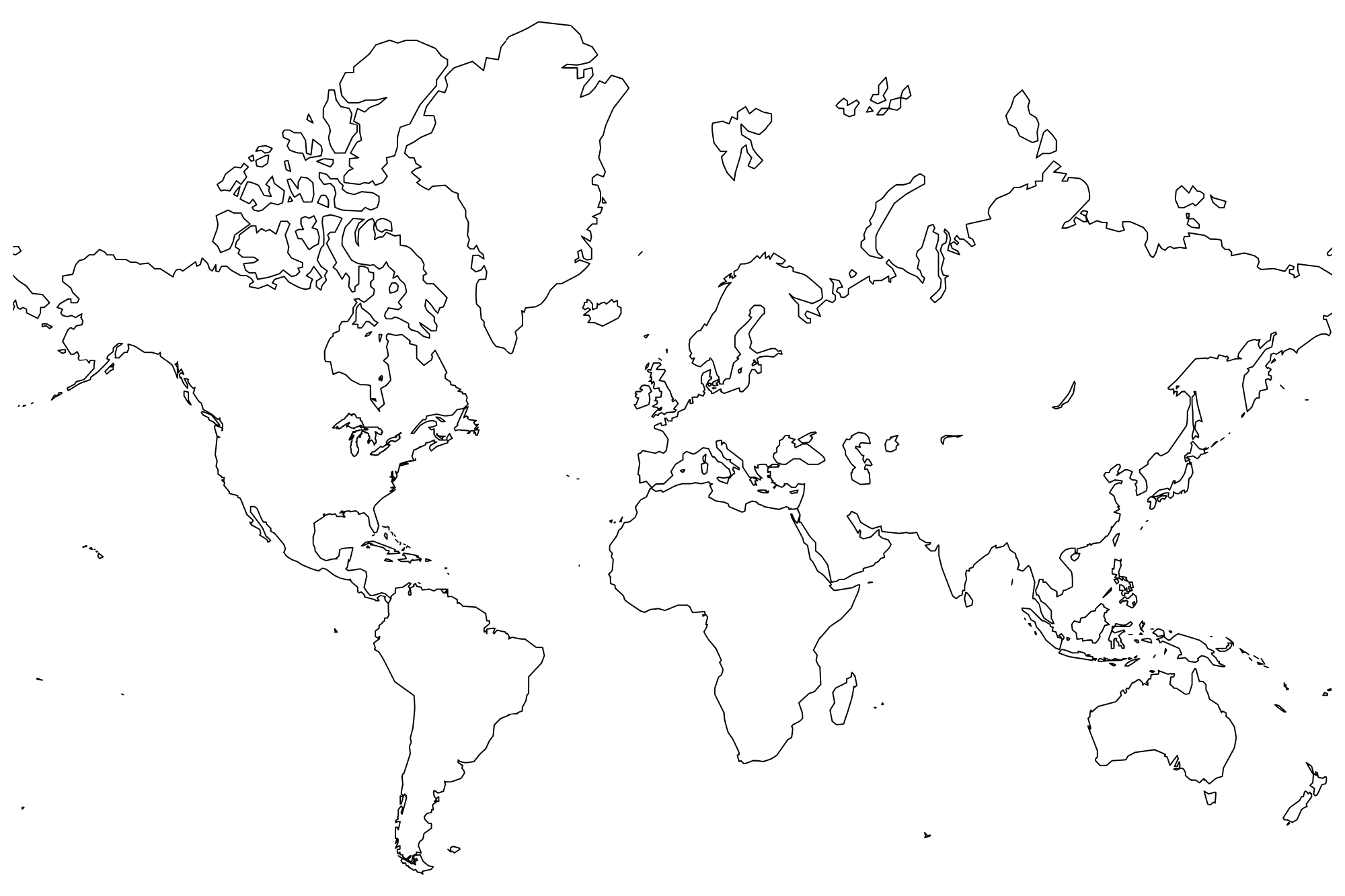 Printable World Maps In Black And White And Travel Information - Free Printable Blank World Map Download