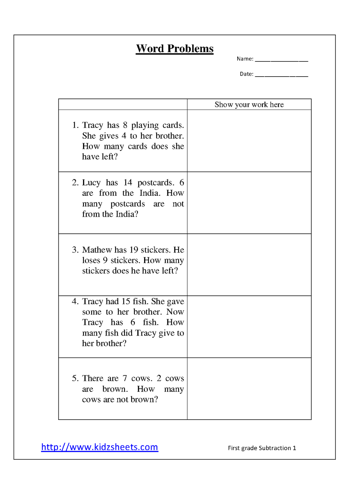 Printables. First Grade Math Worksheets Word Problems - Free Printable 1St Grade Math Word Problems