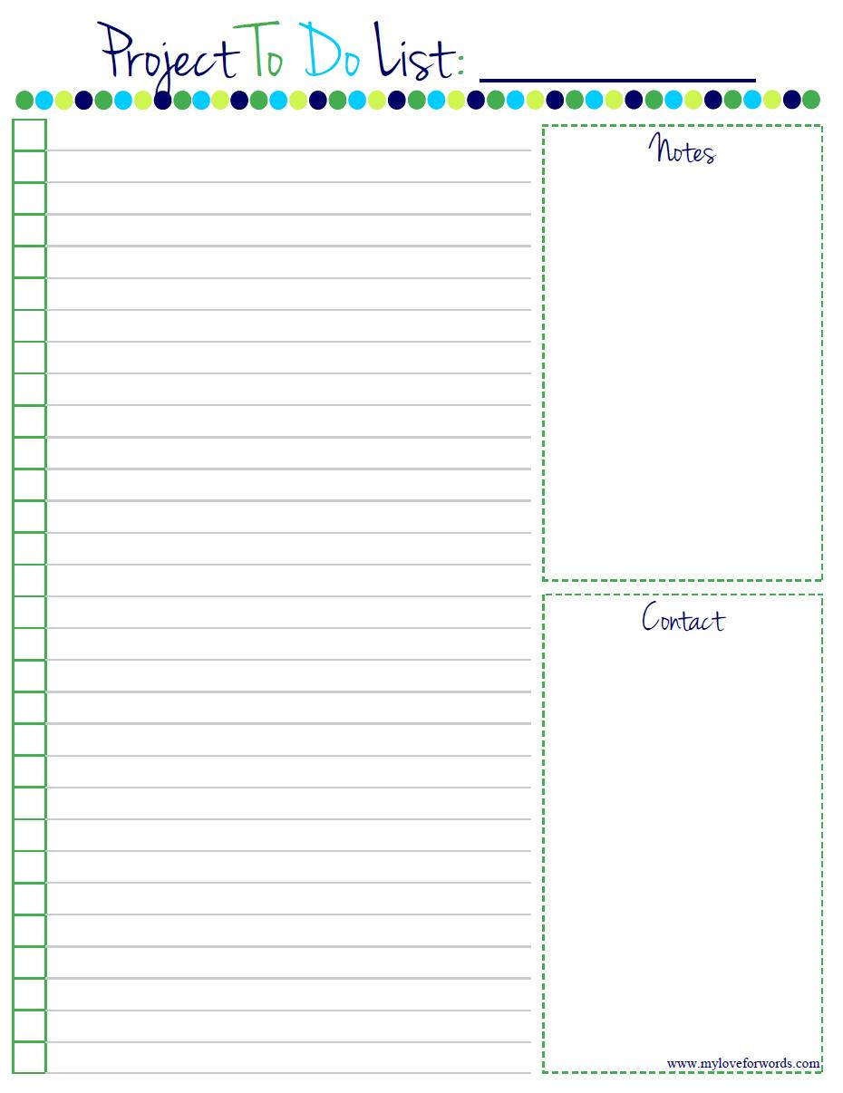 Project To Do List: Free Printable! - To Do List Free Printable