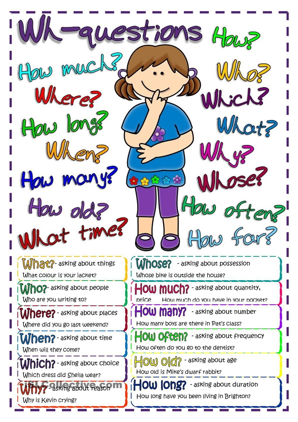 Questions - Poster | Free Esl Worksheets #teaching #english - Free Printable Esl Resources