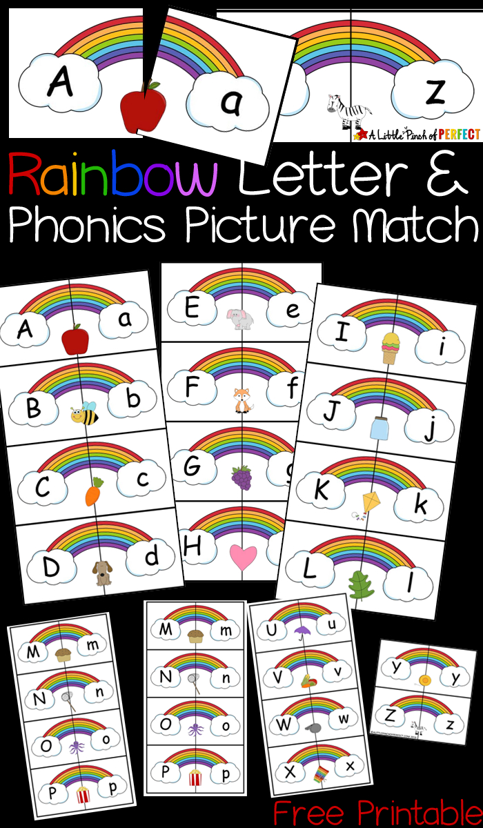 Rainbow Letter And Phonics Picture Match Free Printable - | Abcs - Free Printable Rainbow Letters