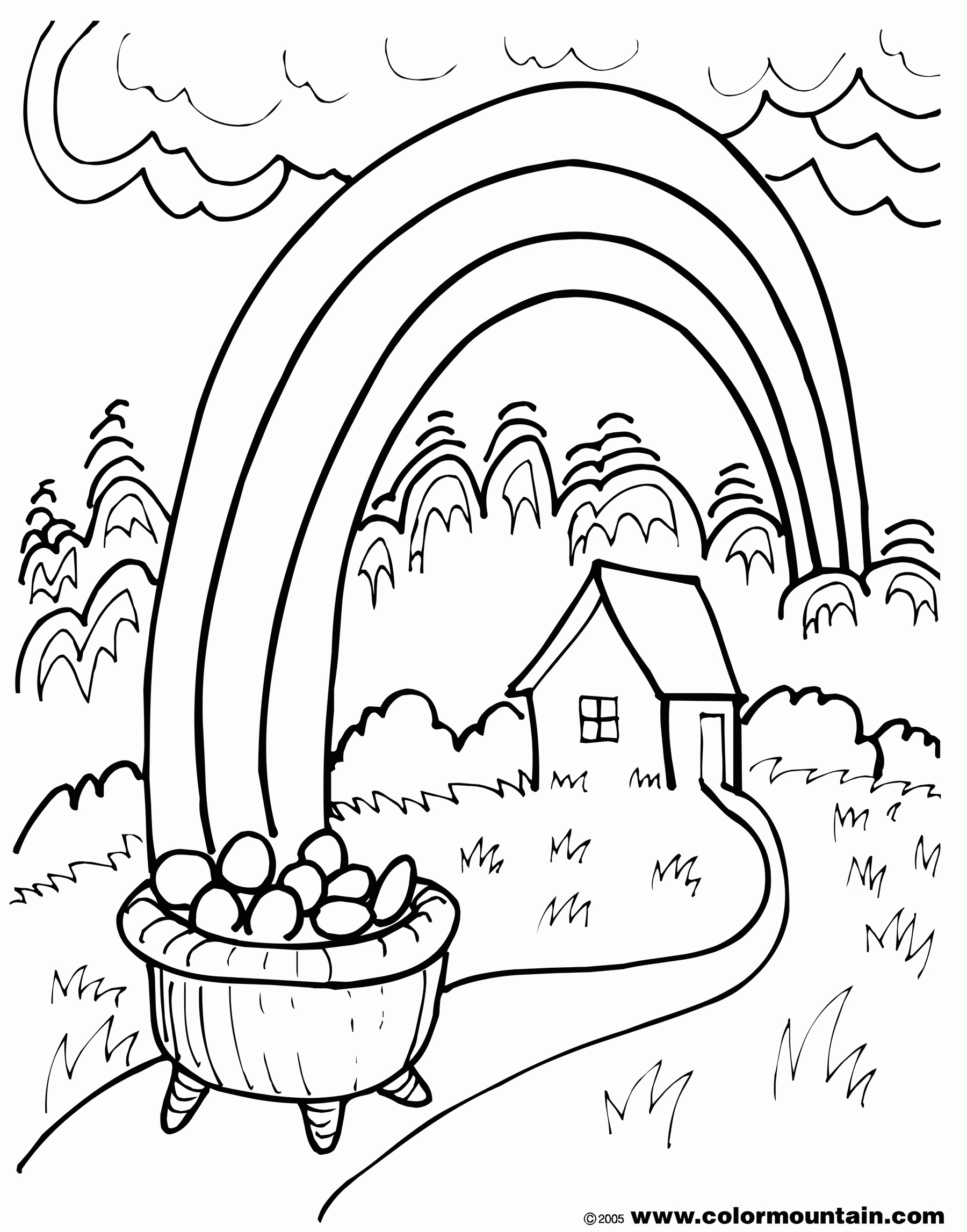 Rainbow With Pot Of Gold Coloring Pages - Coloring Home - Free Printable Pot Of Gold Coloring Pages