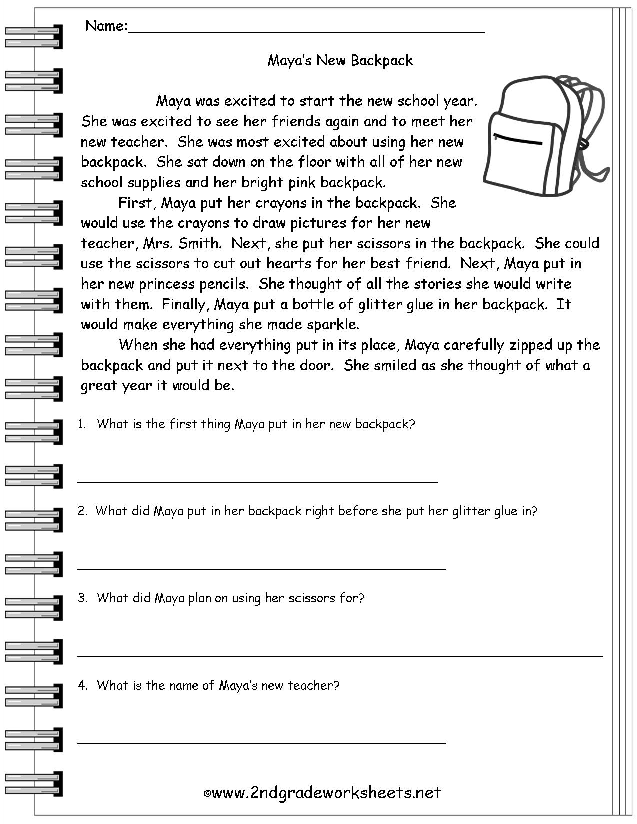 Reading Worksheeets - Free Printable Worksheets Reading Comprehension 5Th Grade