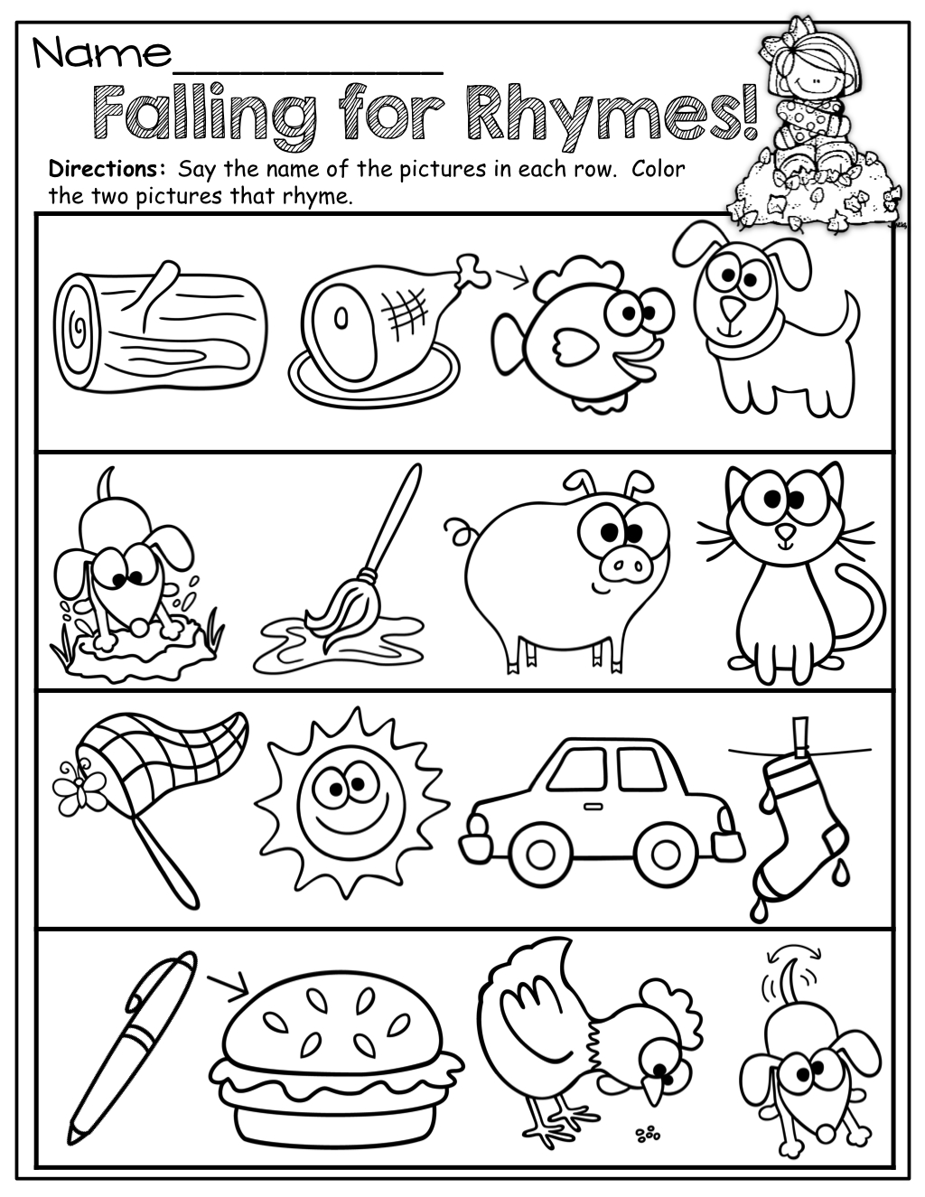 Repinnedmyslpmaterials Visit Our Page For Free Speech - Free Printable Rhyming Activities For Kindergarten