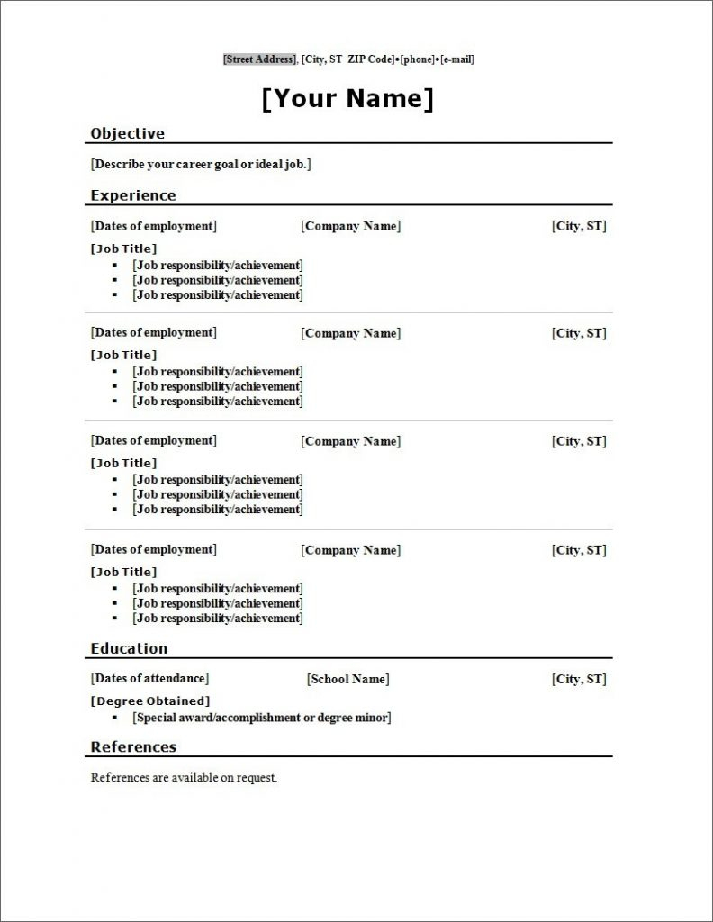 Resume Template For Free Printable Templates Microsoft | Free Resume - Free Printable Blank Resume