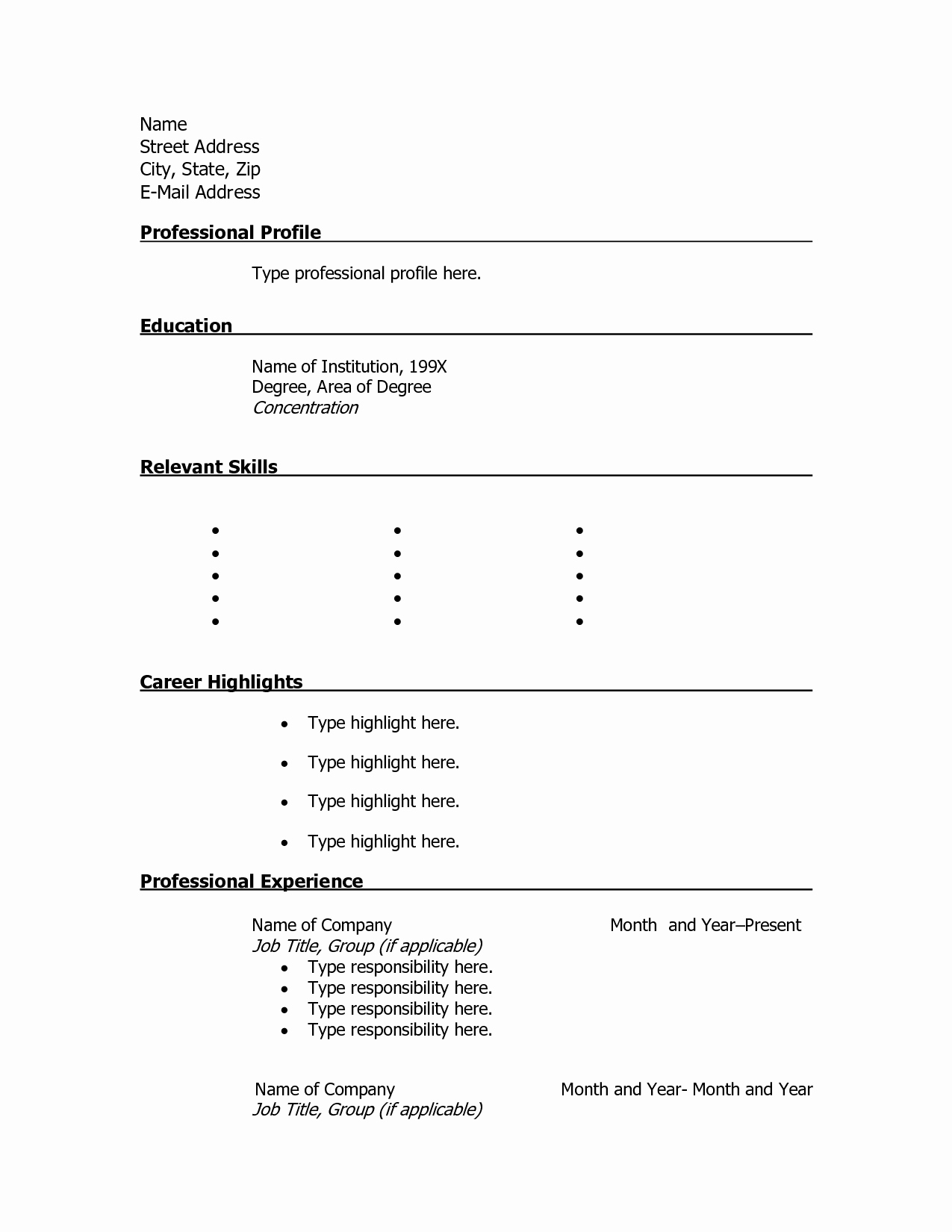 Resume Template Printable Of Free Printable Resumes – Theomega.ca - Free Printable Resume