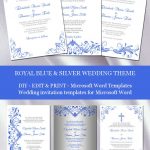 Royal Blue And Silver Wedding Invitation Templates For Microsoft   Free Printable Wedding Invitation Templates For Microsoft Word