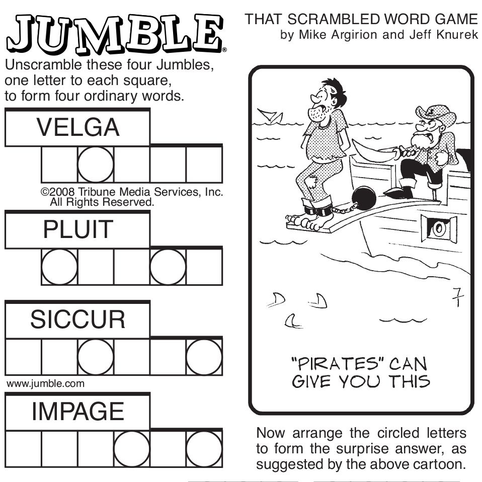 Sample Of Sunday Jumble | Tribune Content Agency | Stuff I Like - Free Printable Jumbles