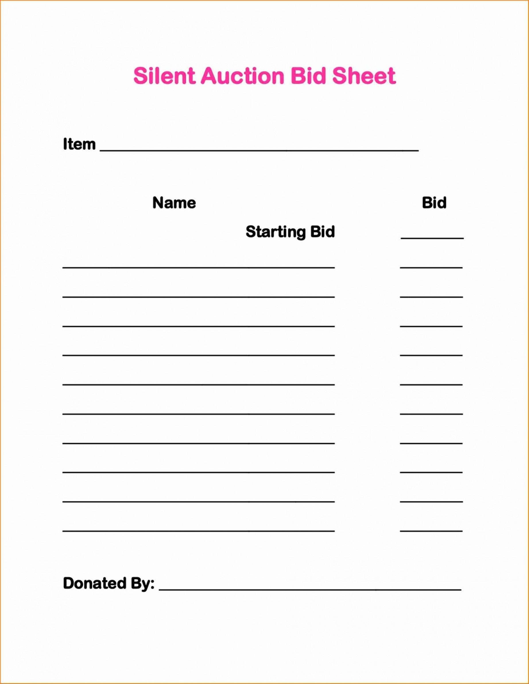 Sample Silent Auction Bid Sheet - Glendale Community Document Template - Free Printable Silent Auction Bid Sheets